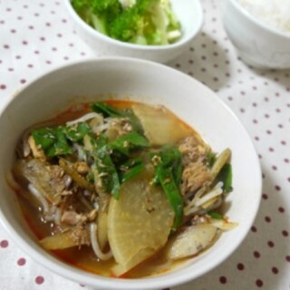 サバ缶と野菜のキムチ煮込み